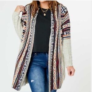 Altraid State Aztec Print Open Front Cardigan Sweater Women's Size M/L